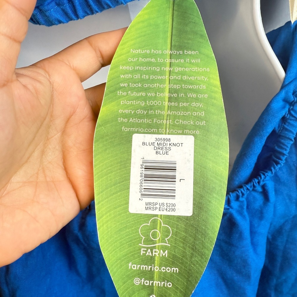 FARM Rio Blue Midi Knot Dress  Blue Midi Knot Dress Size L - Picture 7 of 12